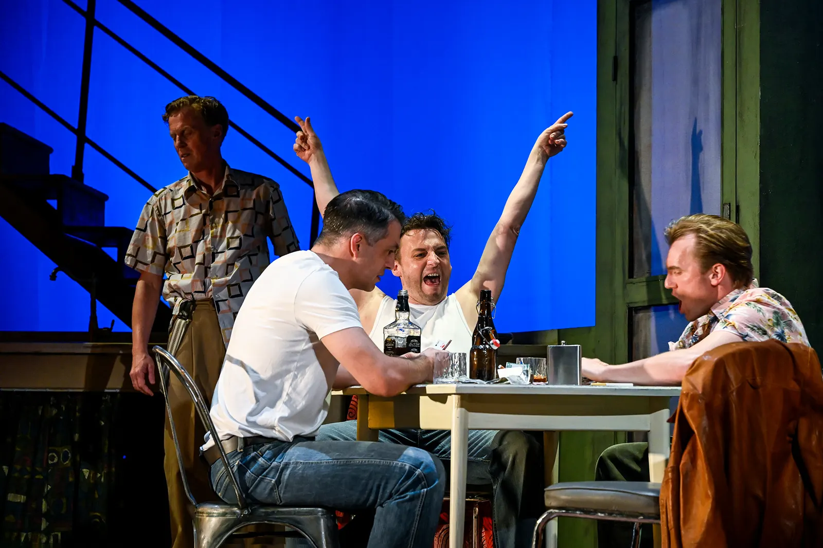 ENDSTATION SEHNSUCHT Schauspiel von Tennessee Williams Spielzeit 2025/2026 / Premiere: 24.4.2026 Marius Hubel, Max Hemmersdorfer, Paul Schaeffer, Benedikt Haefner Foto: Tobias Metz