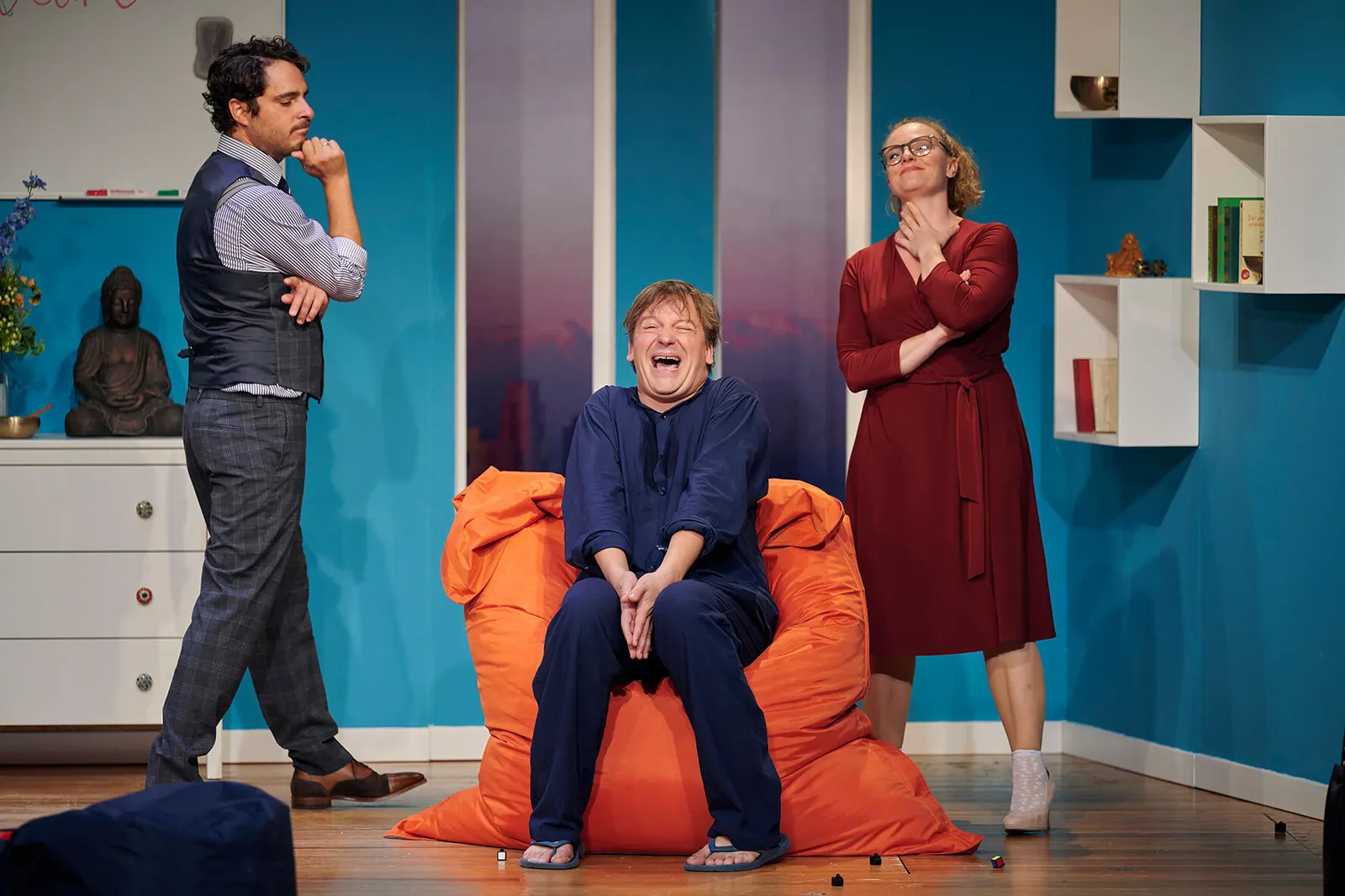 DIE WUNDERÜBUNG Komödie von Daniel Glattauer Spielzeit 2020/2021 / Premiere: 25.9.2020 Jörg Pauly, Martin König, Diana Gantner Foto: Martin Sigmund