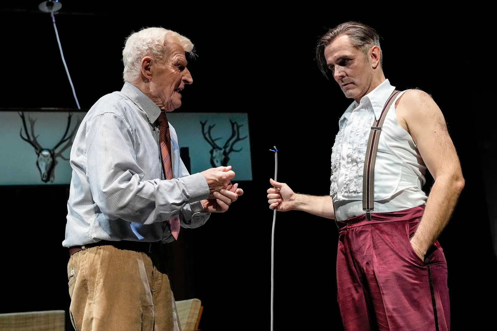 BIEDERMANN UND DIE BRANDSTIFTER Ein Lehrstück ohne Lehre von Max Frisch Spielzeit 2024/2025 / Premiere: 25.10.2024 Peter Bause, Jan Henning Kraus Foto: Tobias Metz